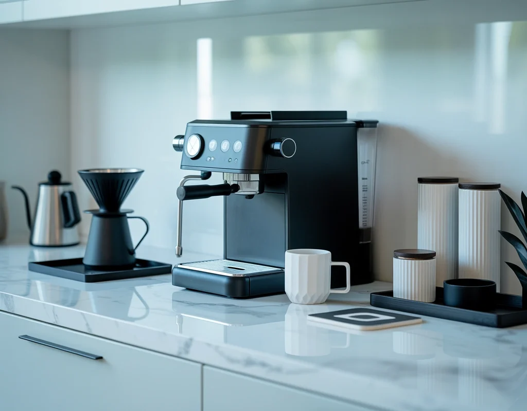 Design a Minimalist Black and White Coffee Station