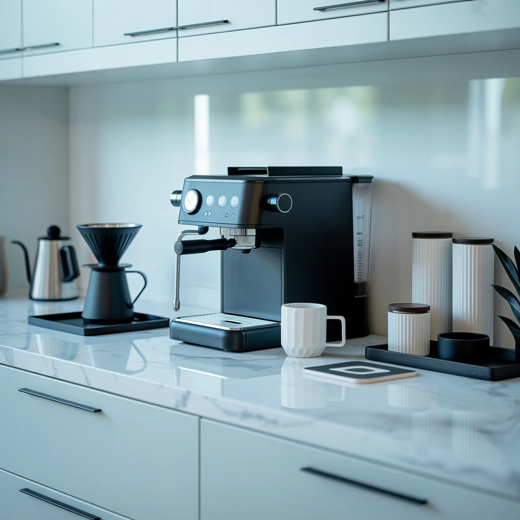 Design a Minimalist Black and White Coffee Station