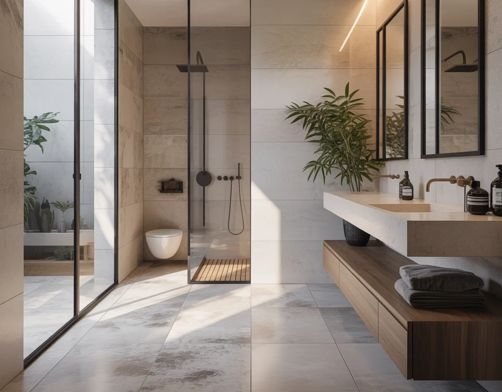 Design a Modern Bathroom With Large Format Floor Tiles