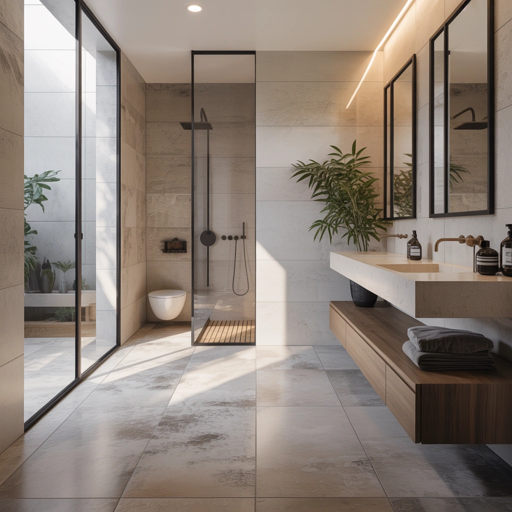 Design a Modern Bathroom With Large Format Floor Tiles