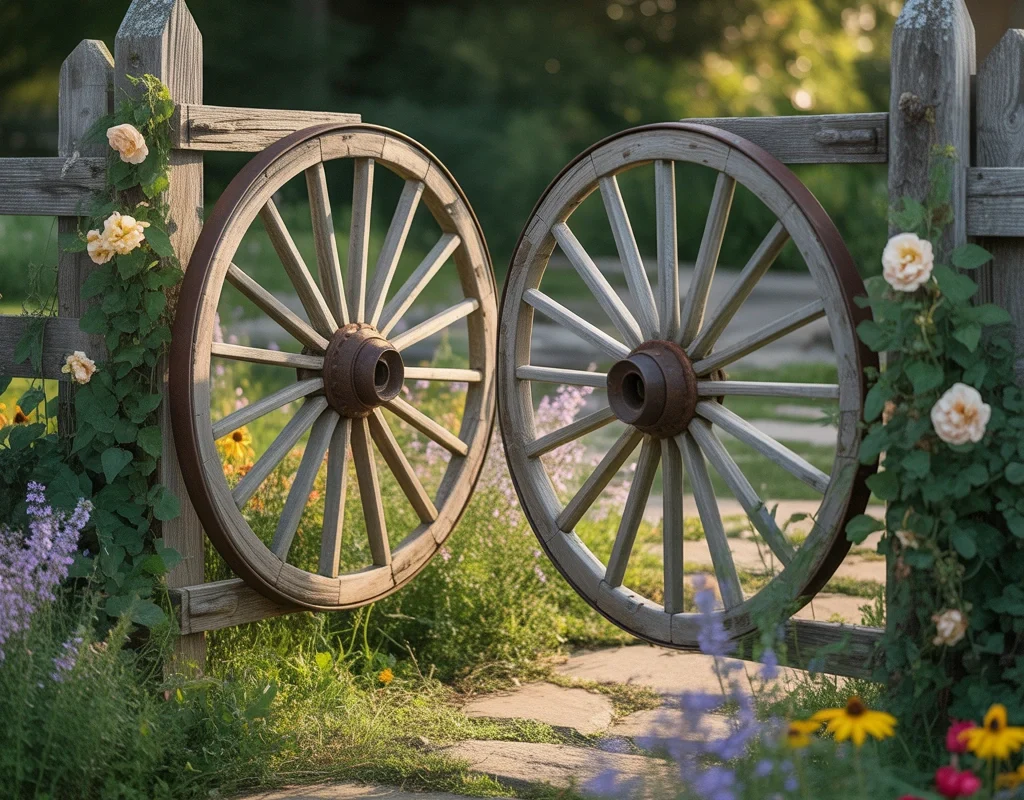 Design a Rustic Wagon Wheel Garden Gate