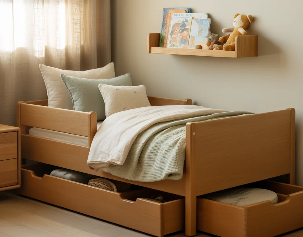 Design a Space Saving Toddler Bedroom With Built In Storage Under the Bed