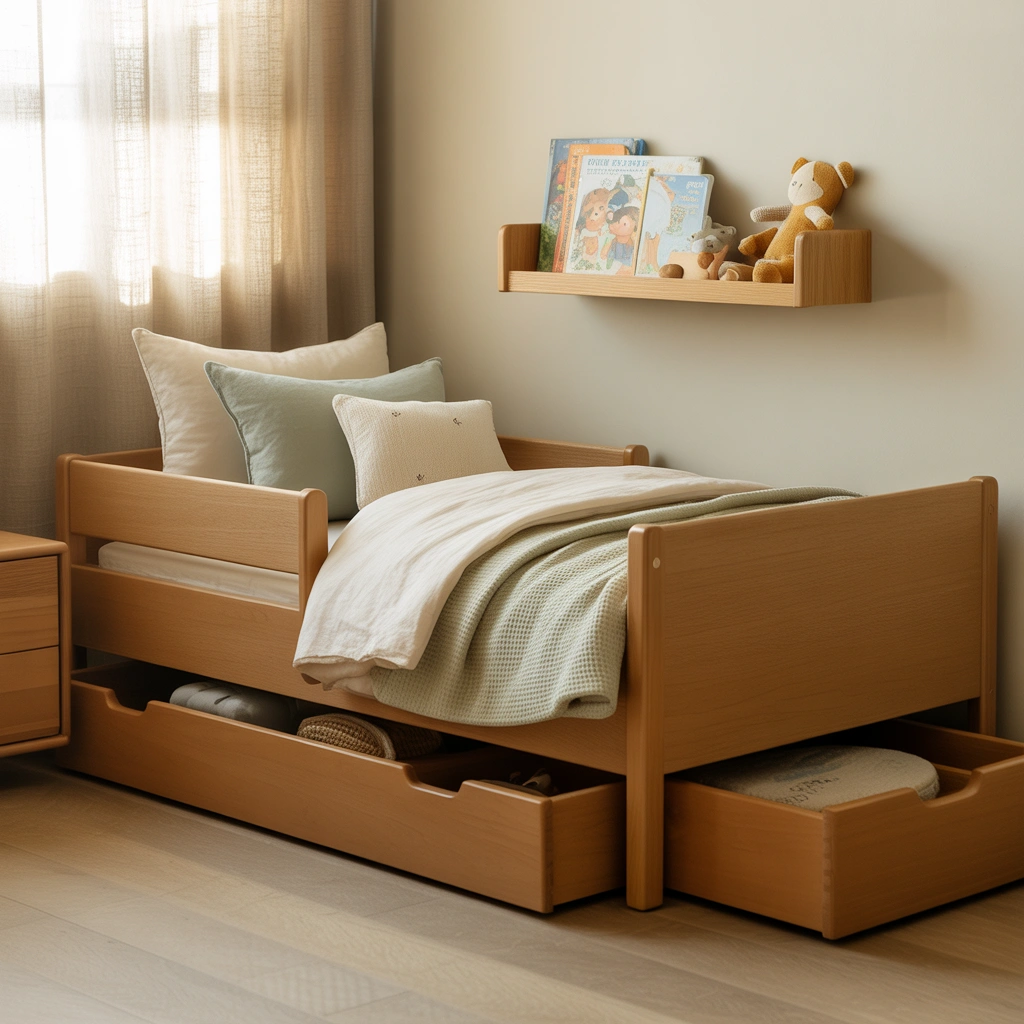 Design a Space Saving Toddler Bedroom With Built In Storage Under the Bed