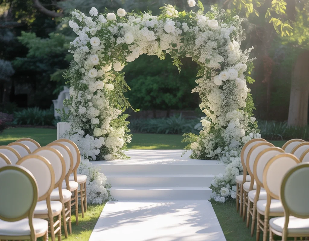 Design an Elegant White and Green Nikkah Setup