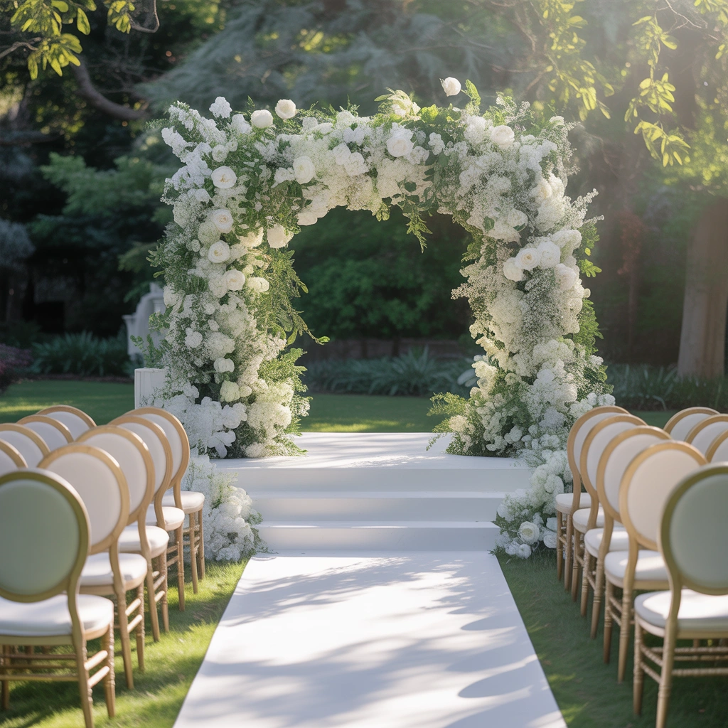Design an Elegant White and Green Nikkah Setup