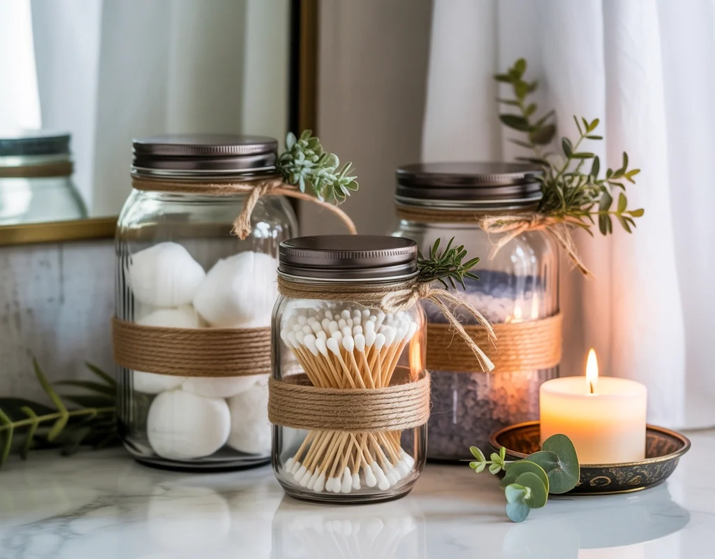 Dollar Tree DIY Bathroom Storage Jars