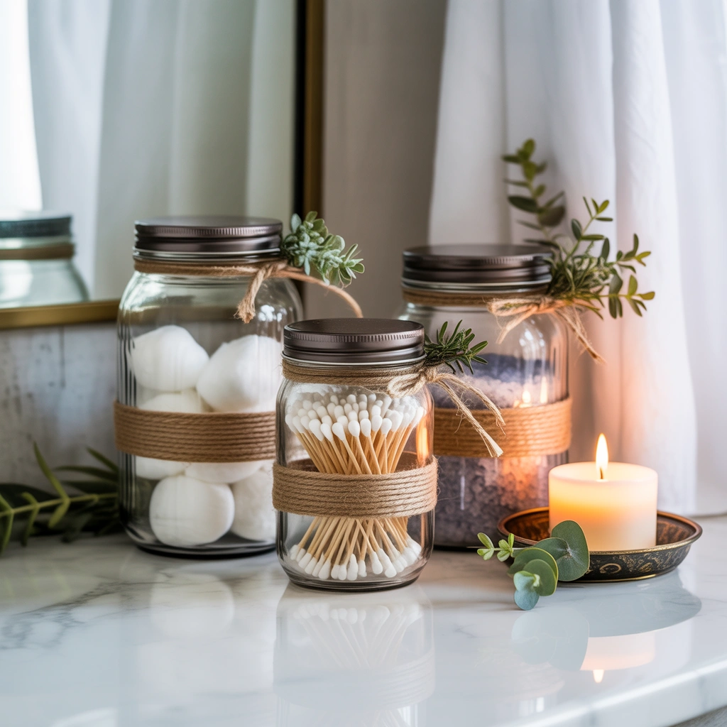 Dollar Tree DIY Bathroom Storage Jars
