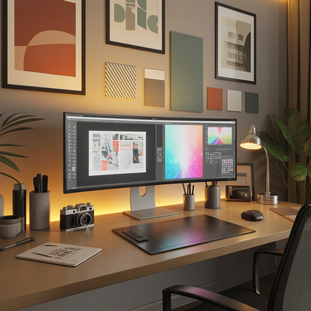 Dual Monitor Setup With Creative Studio Style