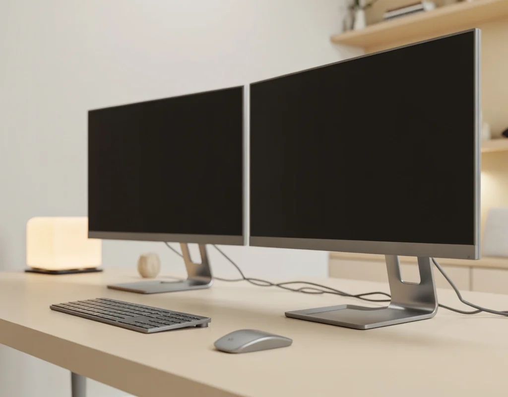 Dual Monitor Setup With Hidden Cable Management