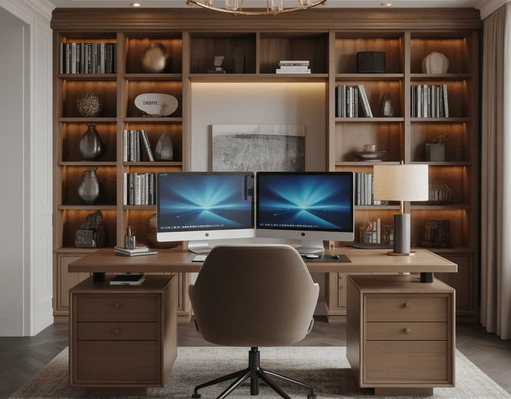 Dual Monitor Setup With a Large Productivity Desk
