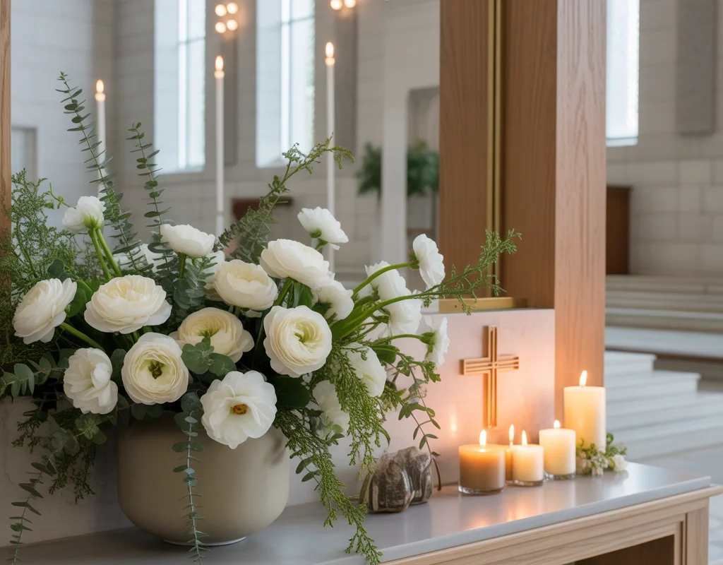 Elegant Floral Arrangement for a Church Welcome Table