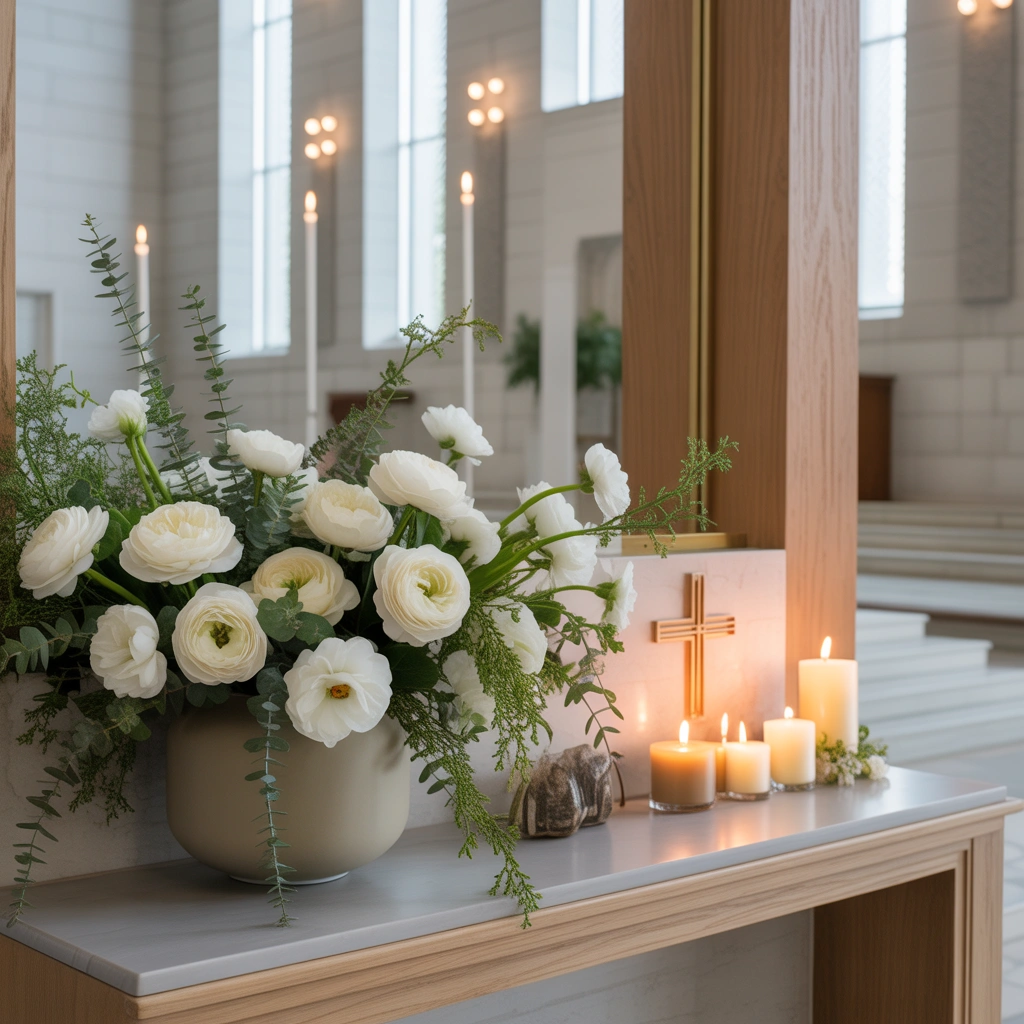 Elegant Floral Arrangement for a Church Welcome Table