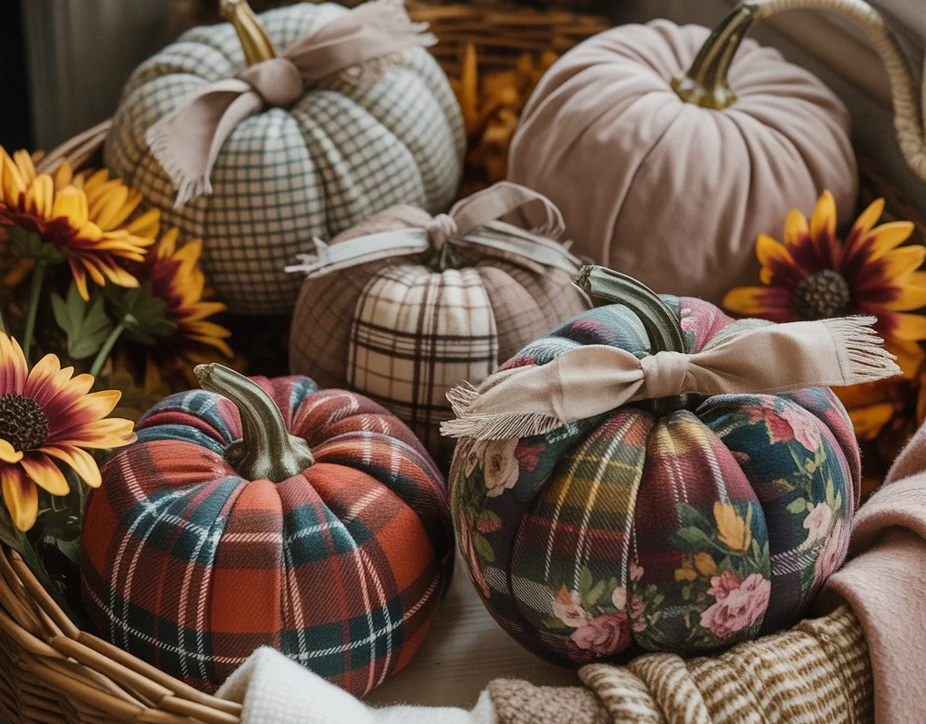 Fabric Wrapped Pumpkin Decorations