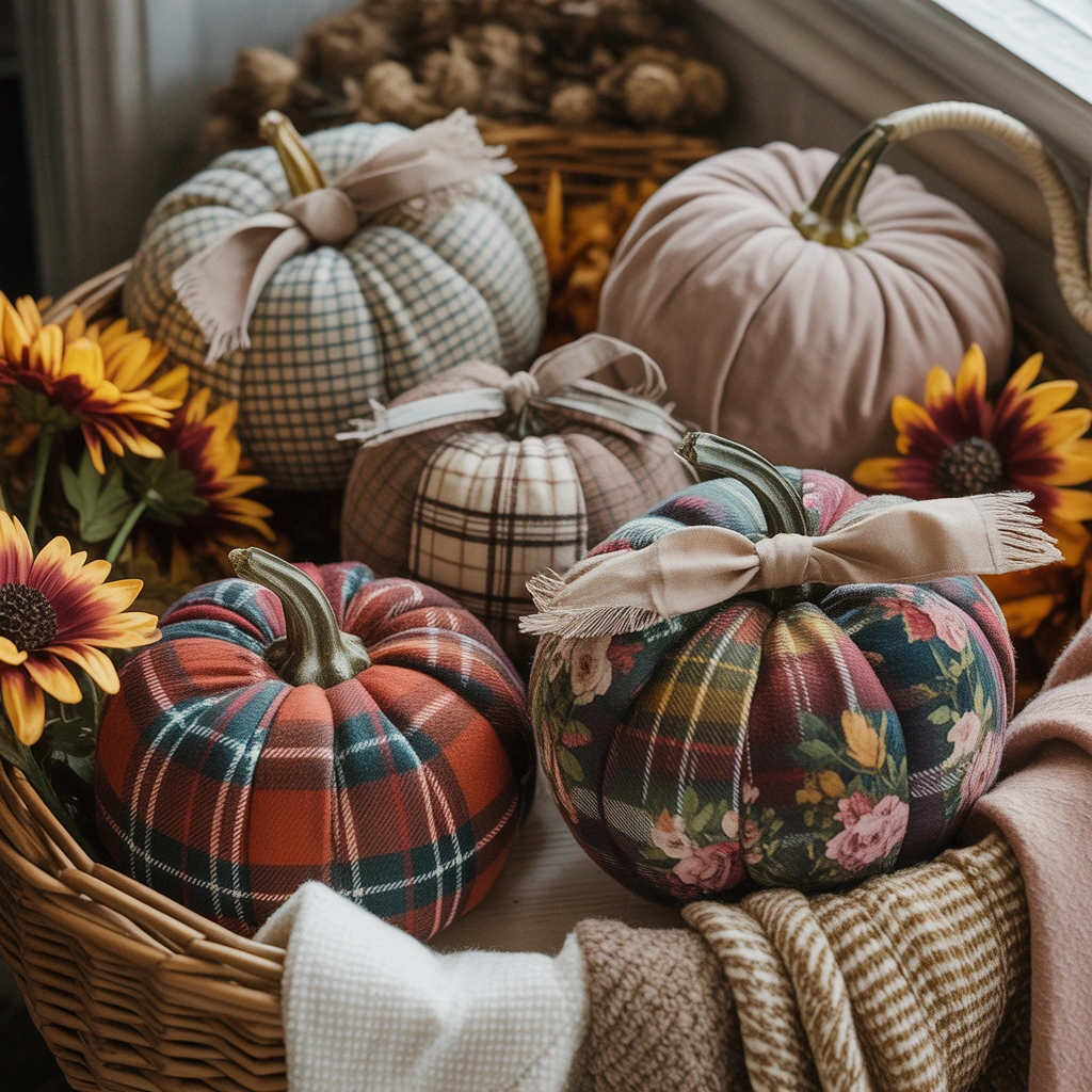 Fabric Wrapped Pumpkin Decorations