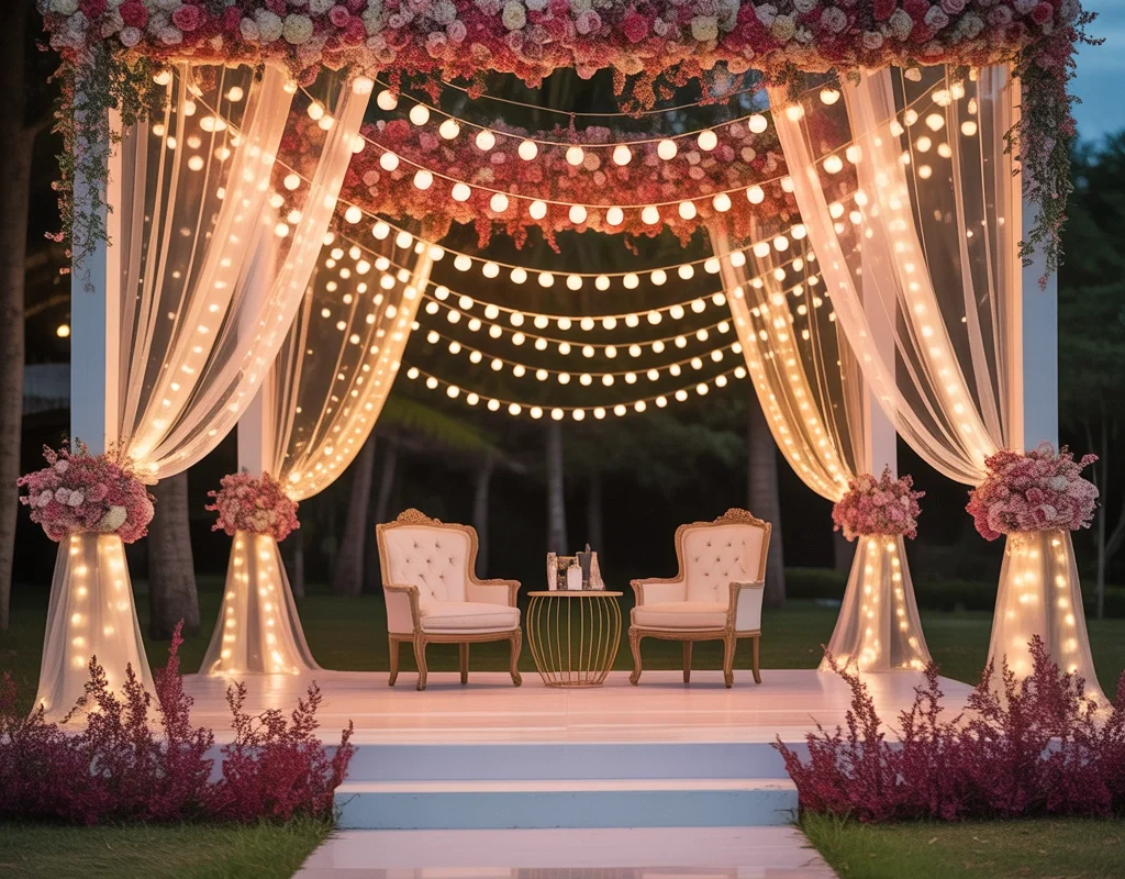 Fairy Light Wedding Stage Decoration for a Magical Evening