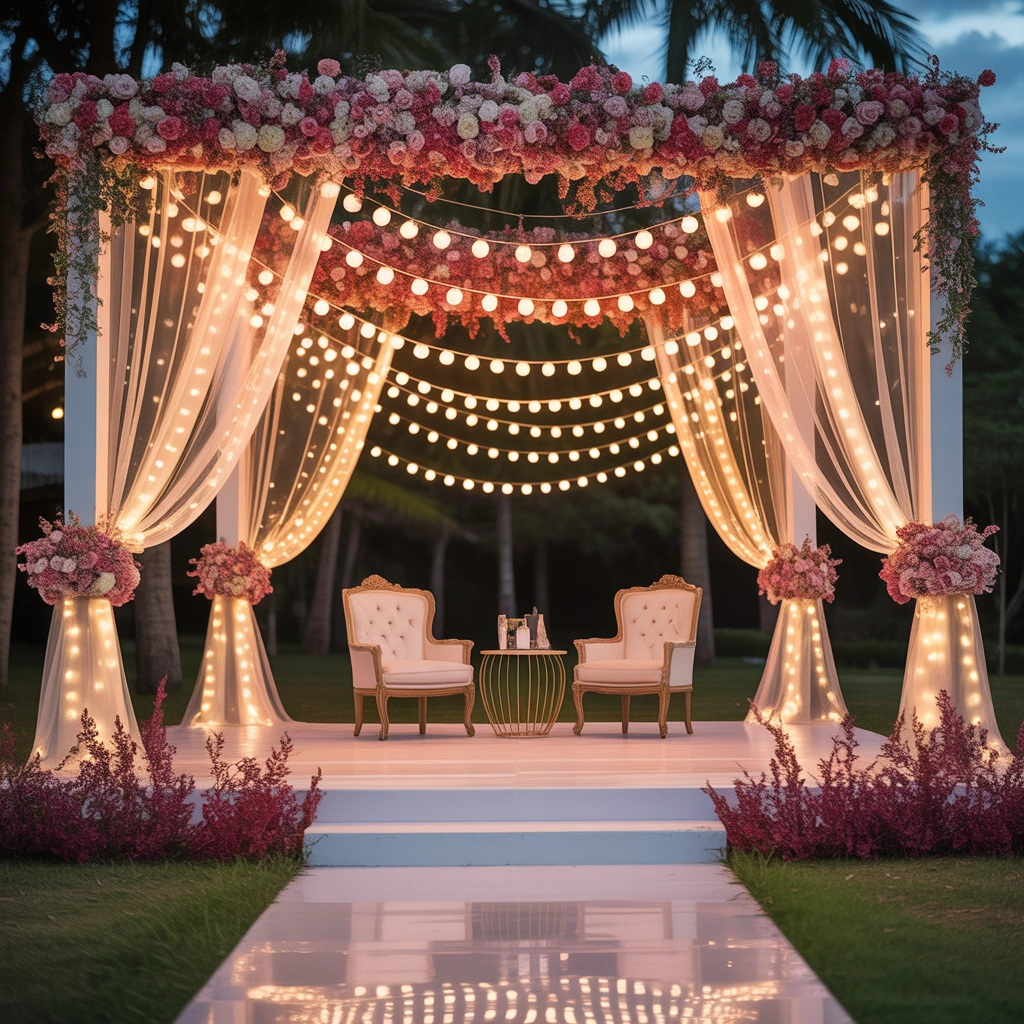 Fairy Light Wedding Stage Decoration for a Magical Evening