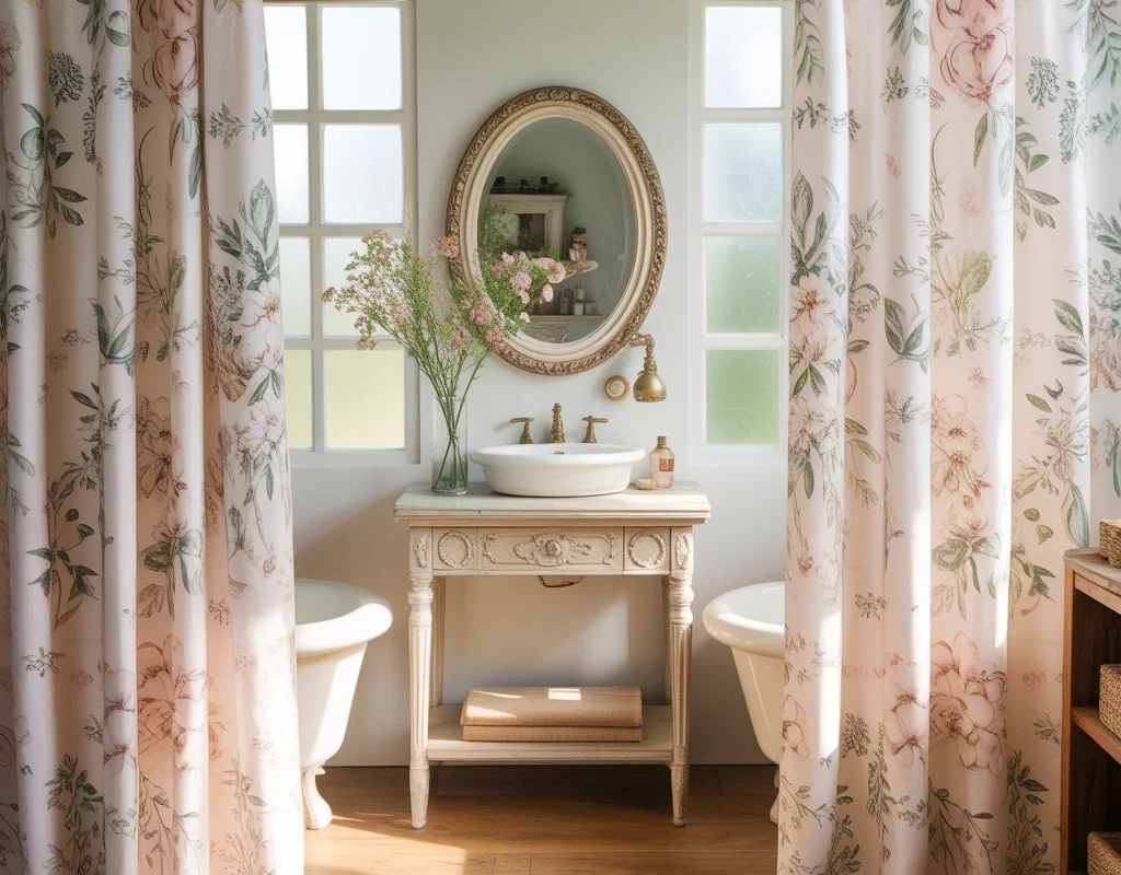 Floral Double Shower Curtains for a Fresh and Feminine Look