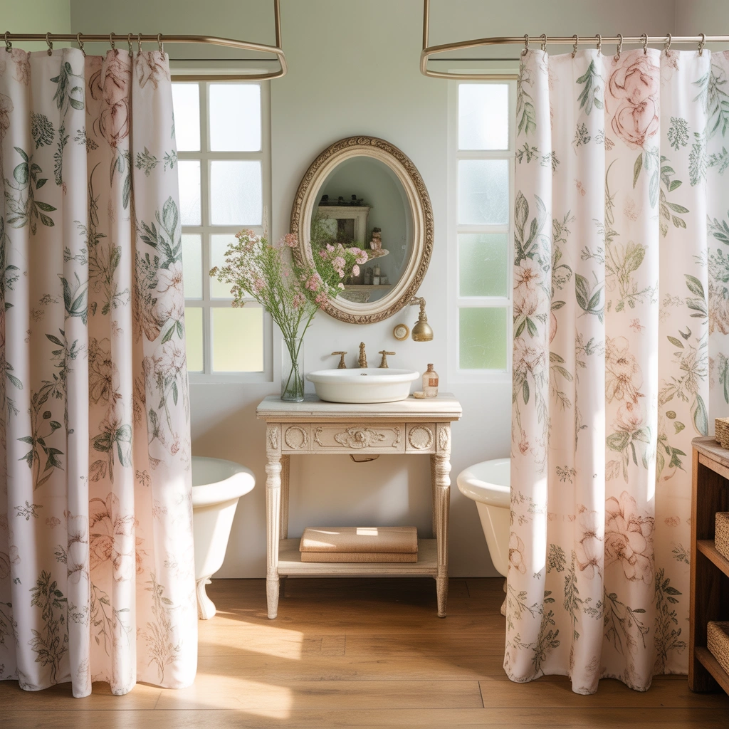 Floral Double Shower Curtains for a Fresh and Feminine Look