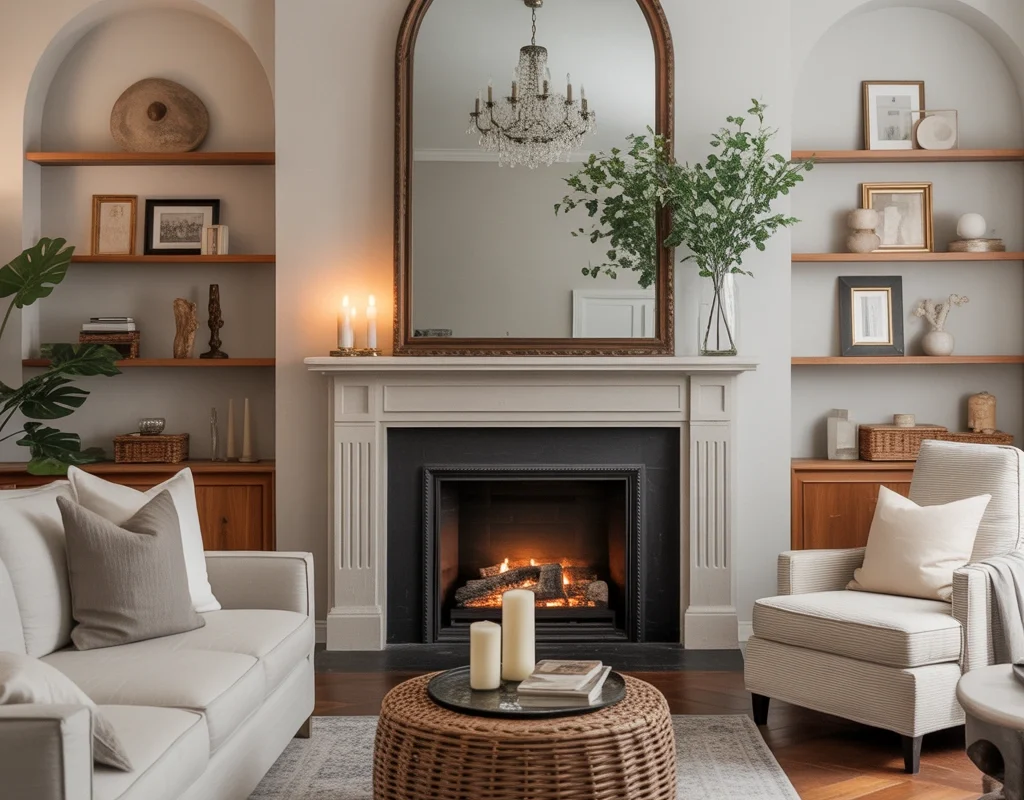 Frame a Fireplace With a Large Mirror