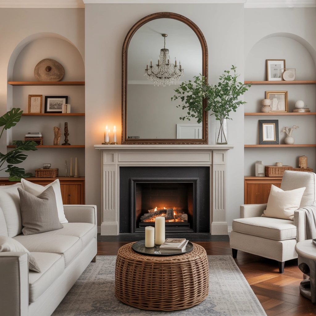 Frame a Fireplace With a Large Mirror