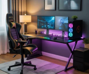 Gaming Inspired Dual Monitor Home Office Setup