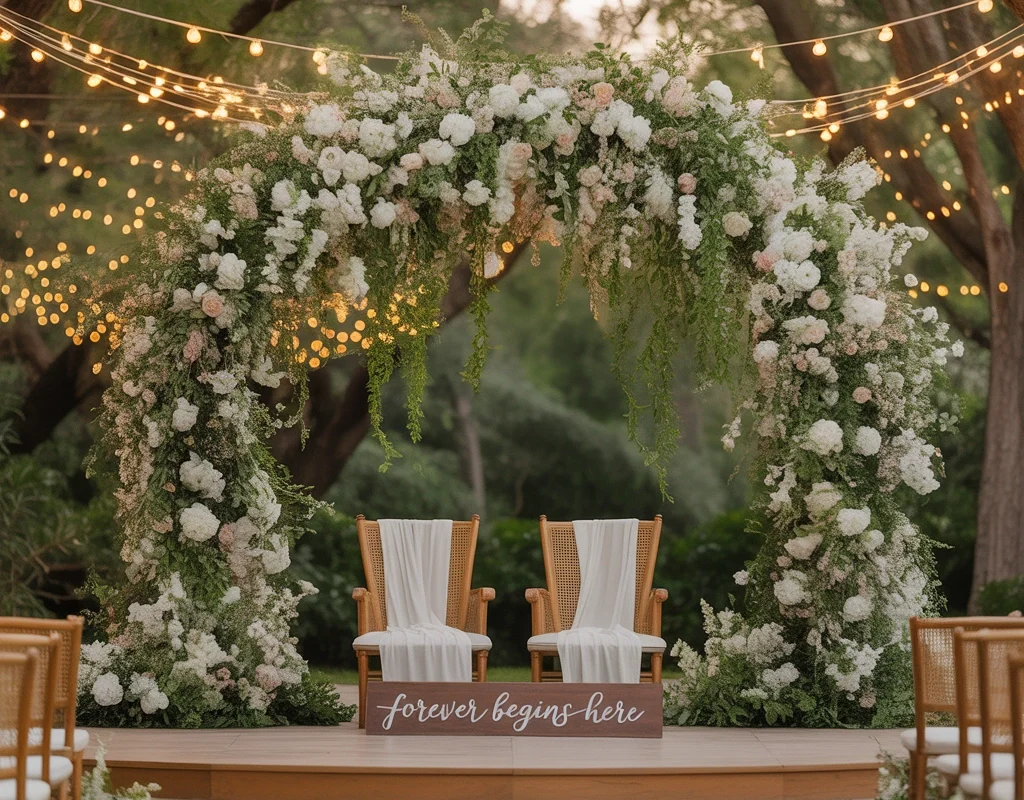 Garden Inspired Wedding Stage Decoration for a Natural and Fresh Look