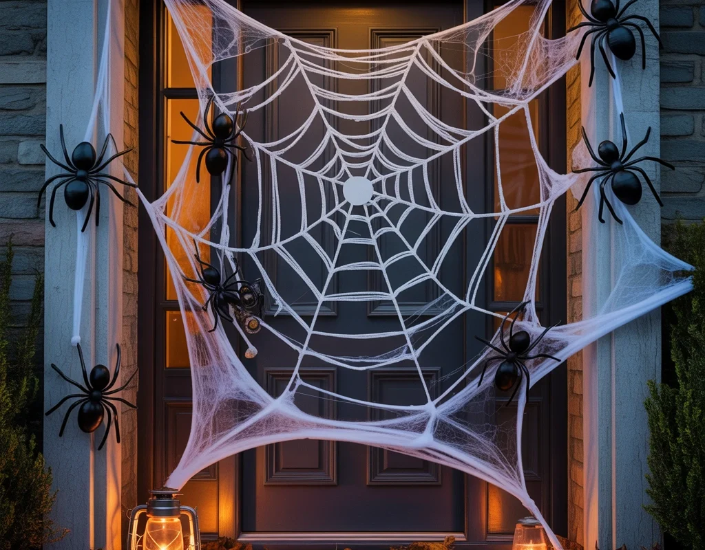 Giant Spider Web Halloween Door