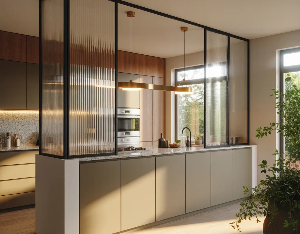 Glass Partition Semi Open Kitchen