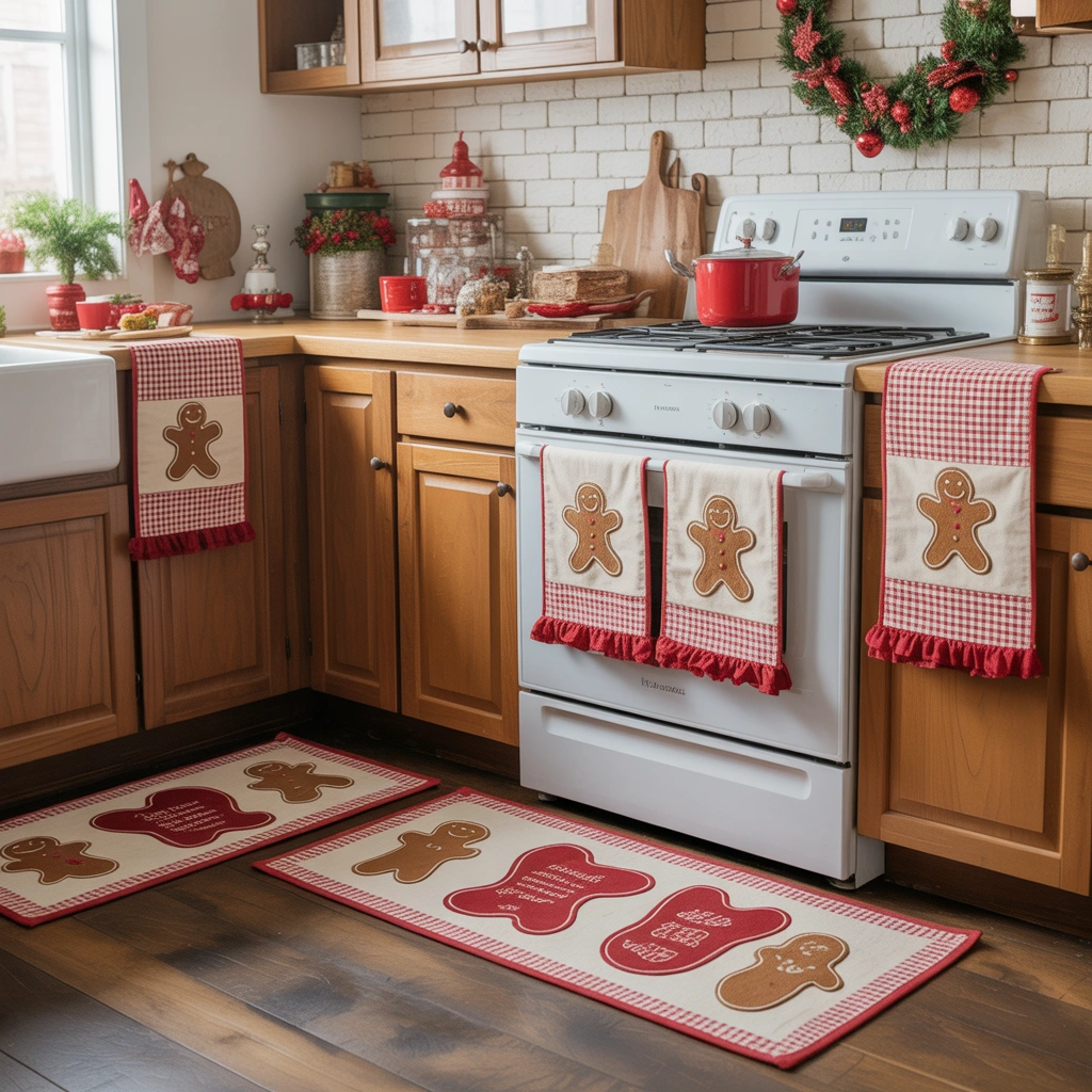 Hang Gingerbread Themed Kitchen Towels and Textiles