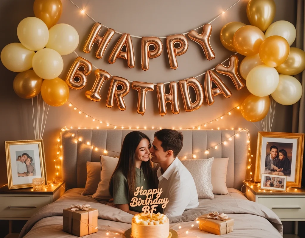 Hang a Birthday Banner Across the Bed or Sofa