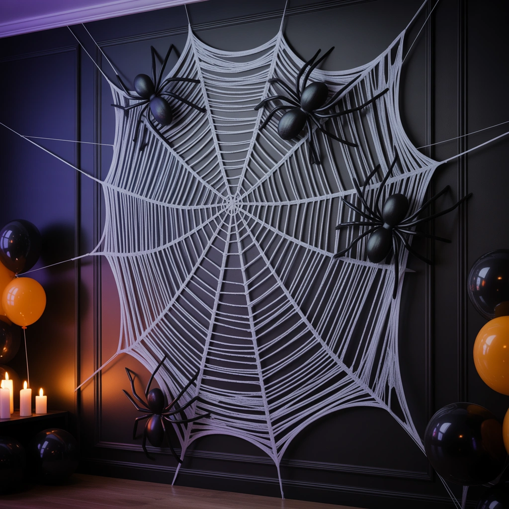 Hang a Giant Spider Web Wall
