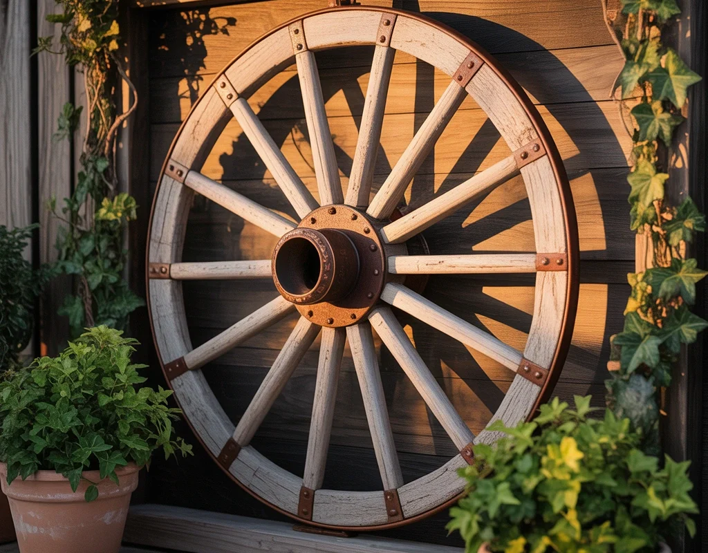 Hang a Wagon Wheel on an Outdoor Wall