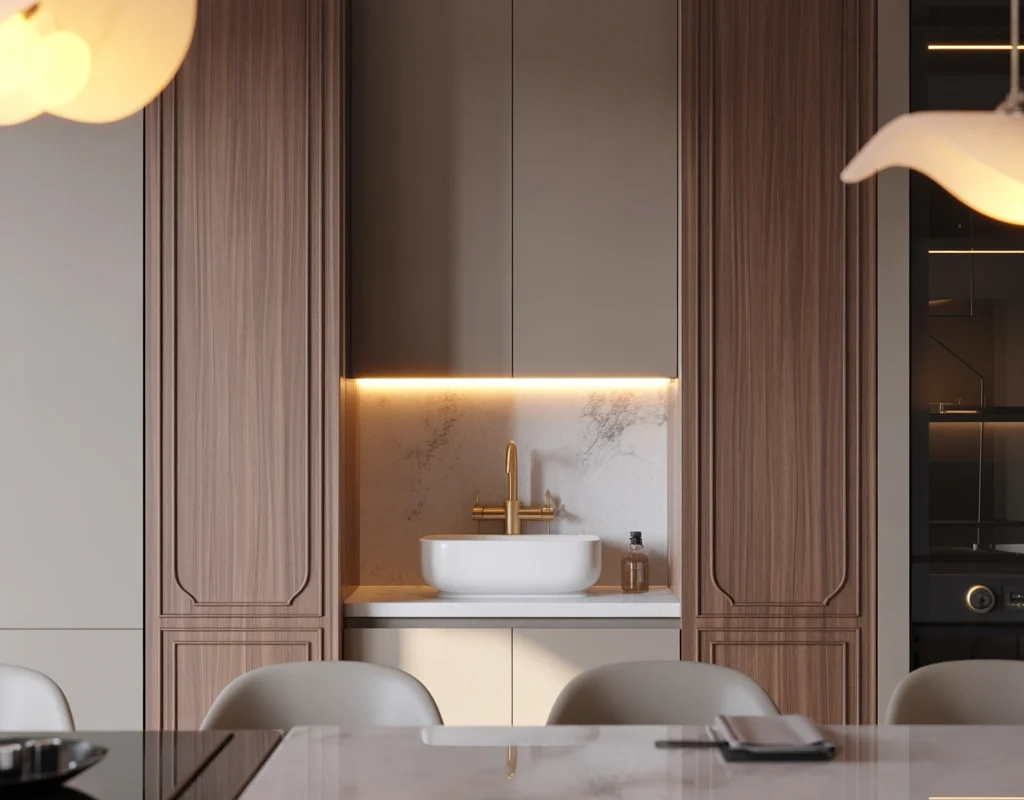 Hidden Wash Basin Behind Decorative Panels