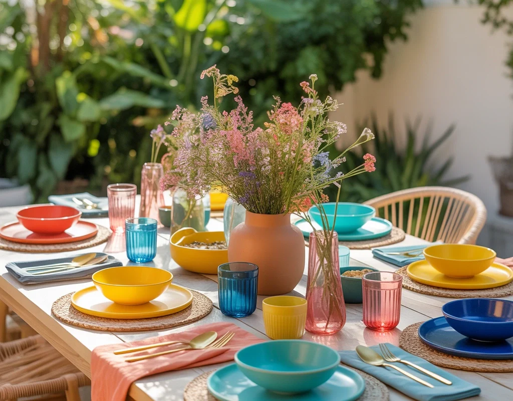 Incorporate Colorful Outdoor Dinnerware