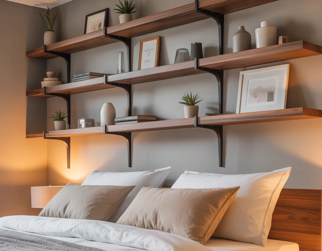 Install Floating Shelves Above the Bed