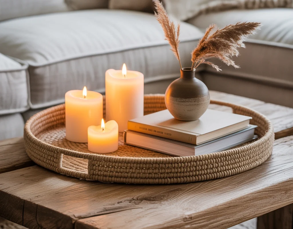 Jute Tray for Coffee Table Styling