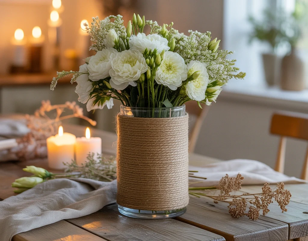Jute Wrapped Flower Vase Makeover