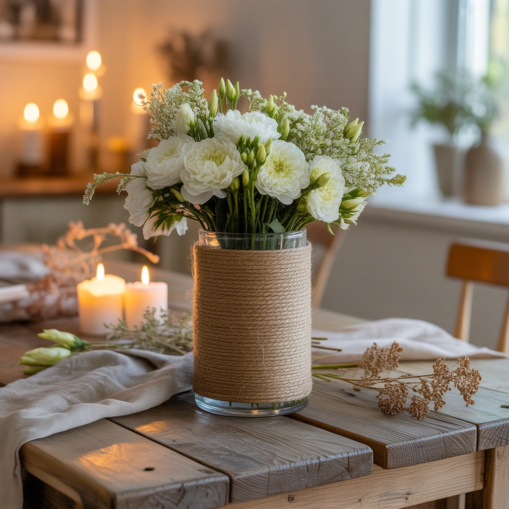 Jute Wrapped Flower Vase Makeover