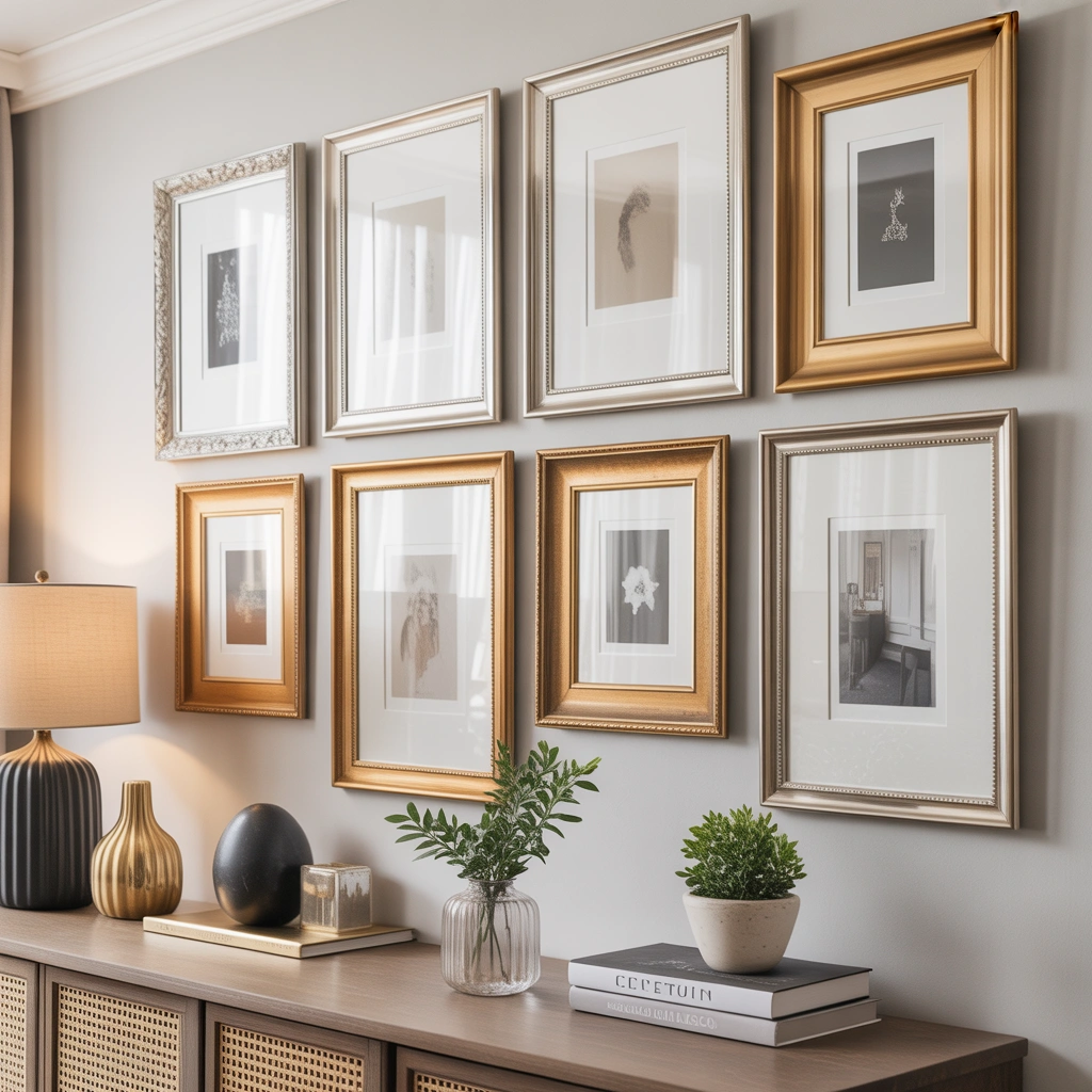 Layer Chrome and Brass Picture Frames