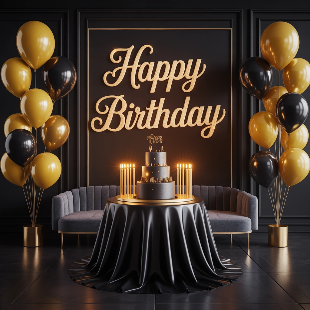 Luxury Gold and Black Birthday Room