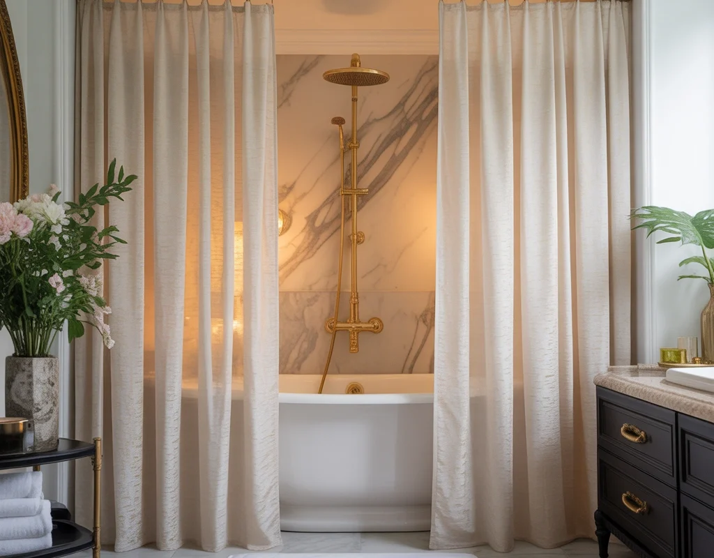 Luxury Hotel Inspired Double Shower Curtain Design