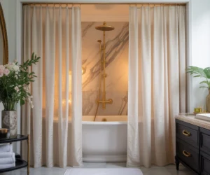 Luxury Hotel Inspired Double Shower Curtain Design