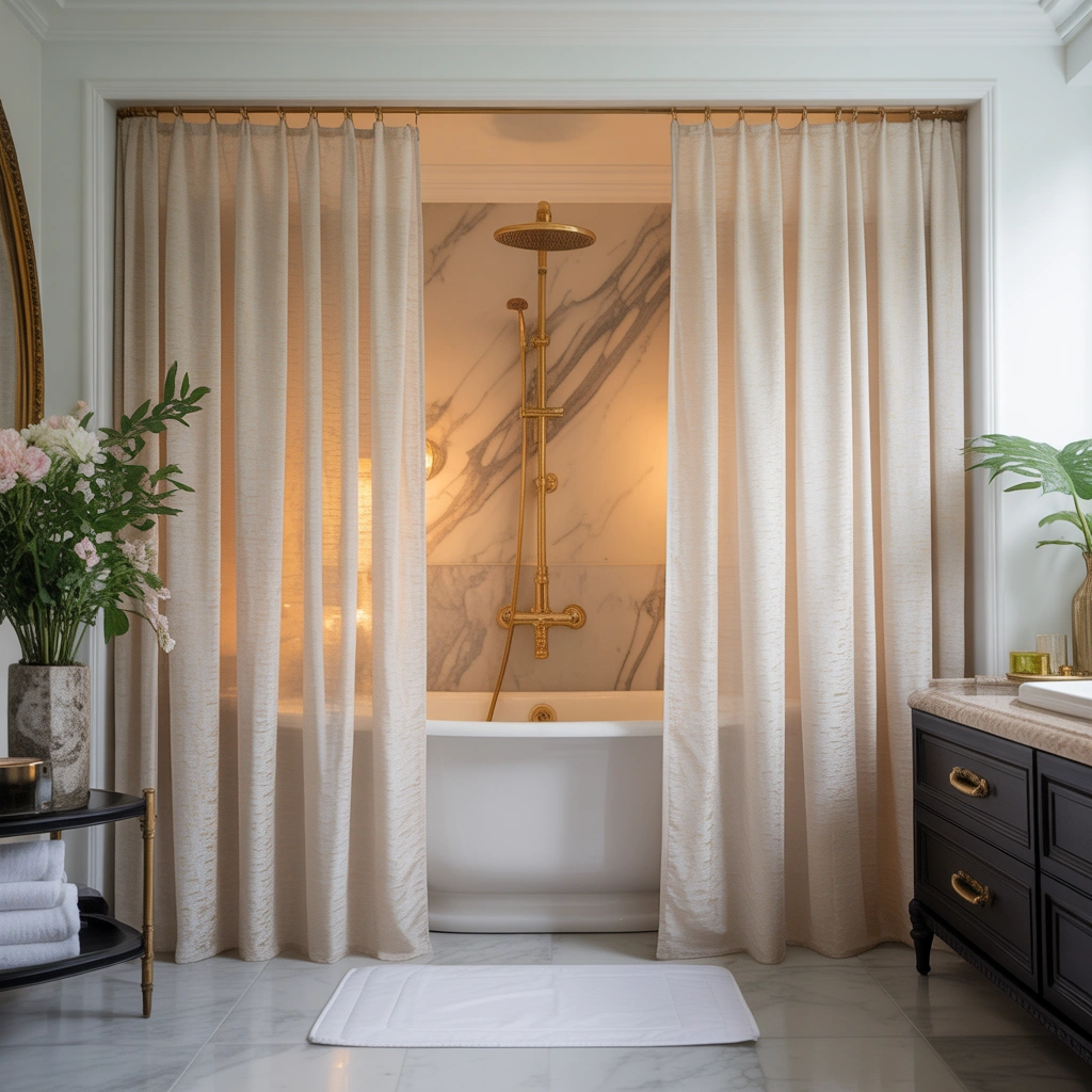 Luxury Hotel Inspired Double Shower Curtain Design