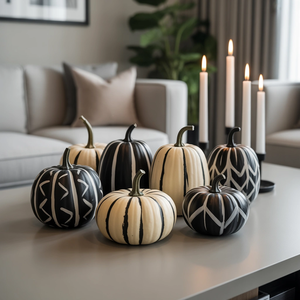 Make Black and White Painted Pumpkin Decor