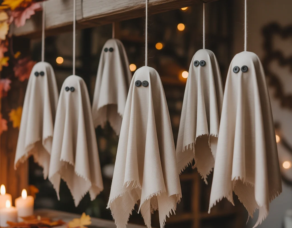 Make Hanging Ghosts From Old White Fabric