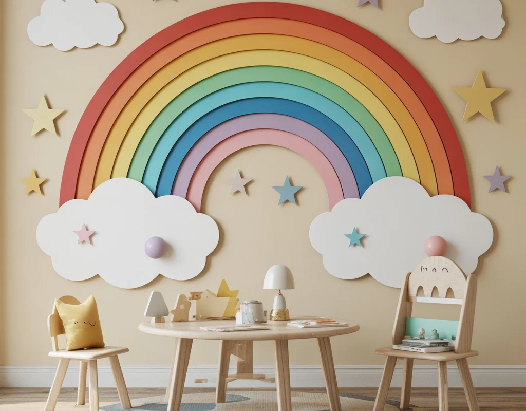 Make a Paper Rainbow Wall Decoration for a Colorful Room Makeover