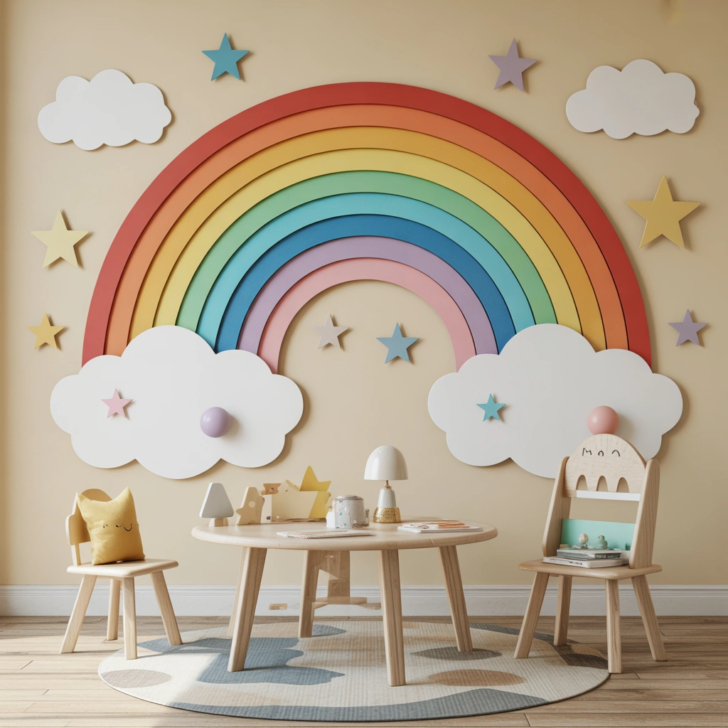 Make a Paper Rainbow Wall Decoration for a Colorful Room Makeover