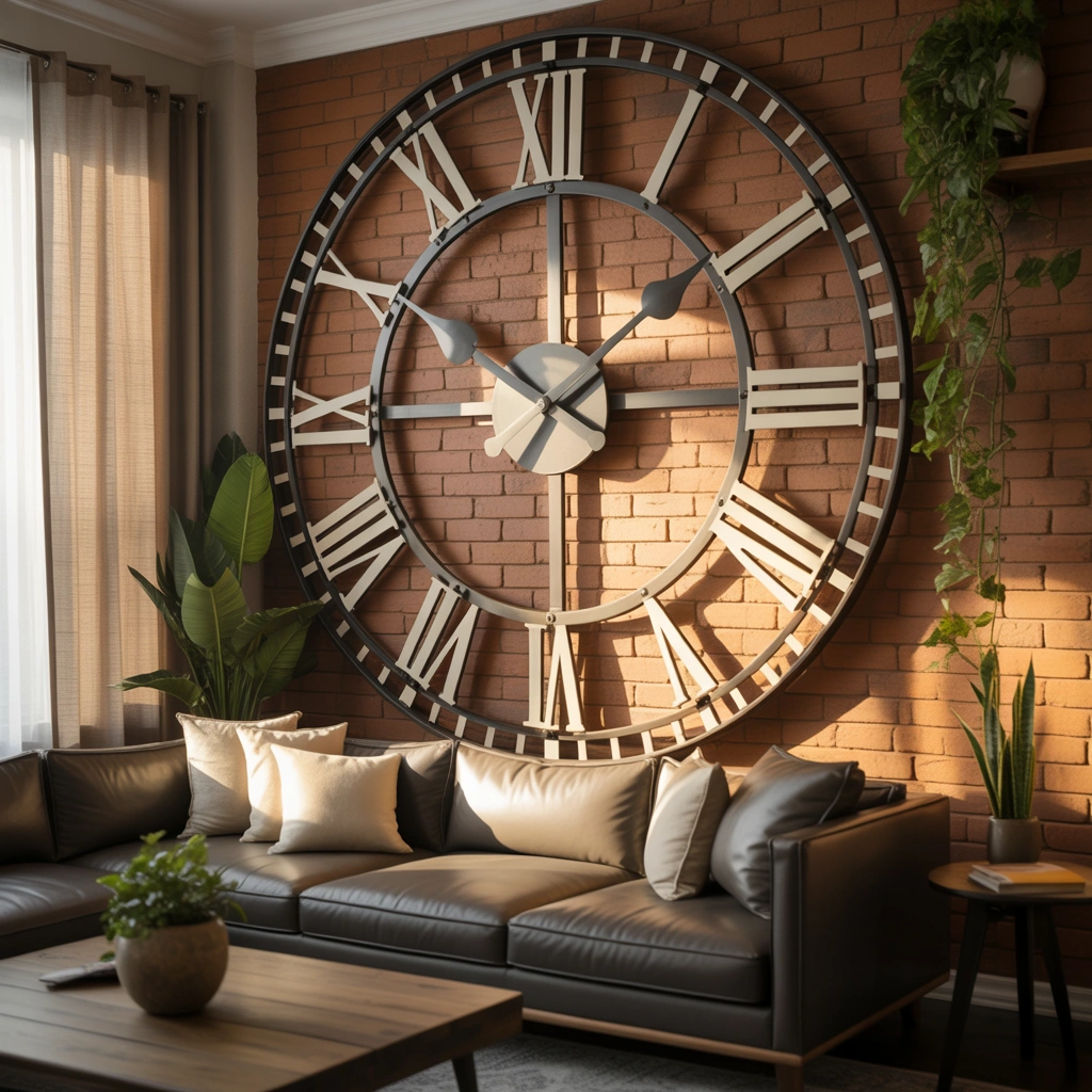 Make an Oversized Wall Clock the Main Focal Point