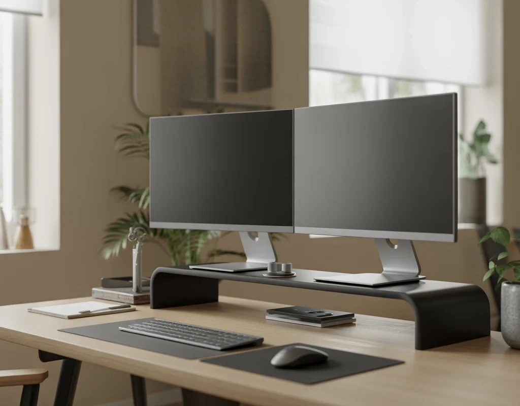 Minimal Dual Monitor Setup With a Clean Desk Design