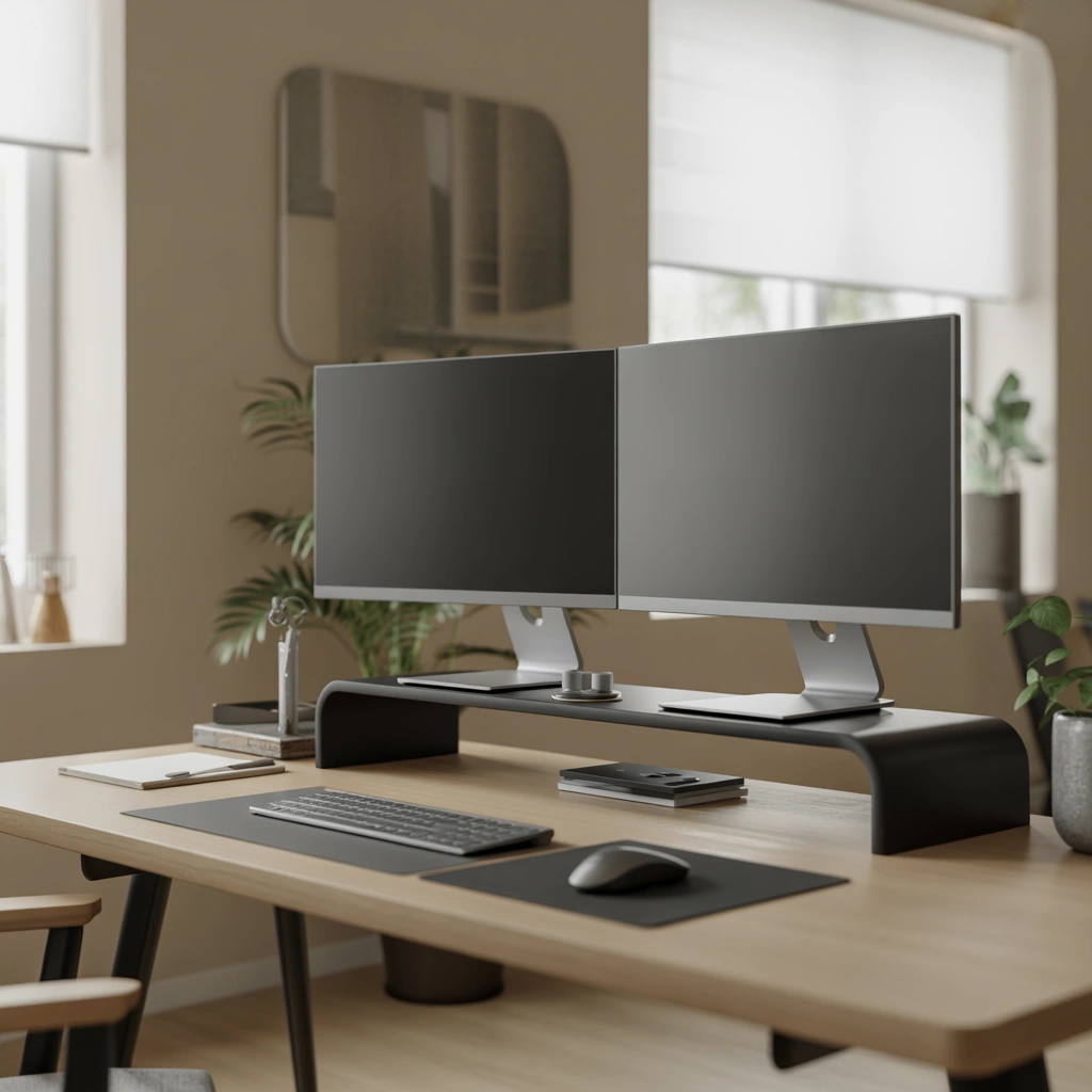 Minimal Dual Monitor Setup With a Clean Desk Design